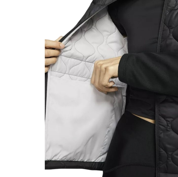 Nike Aerolayer Running Gilet Vest Women’s Sz S Black Quilted Thin Puffer Pockets - Picture 8 of 15